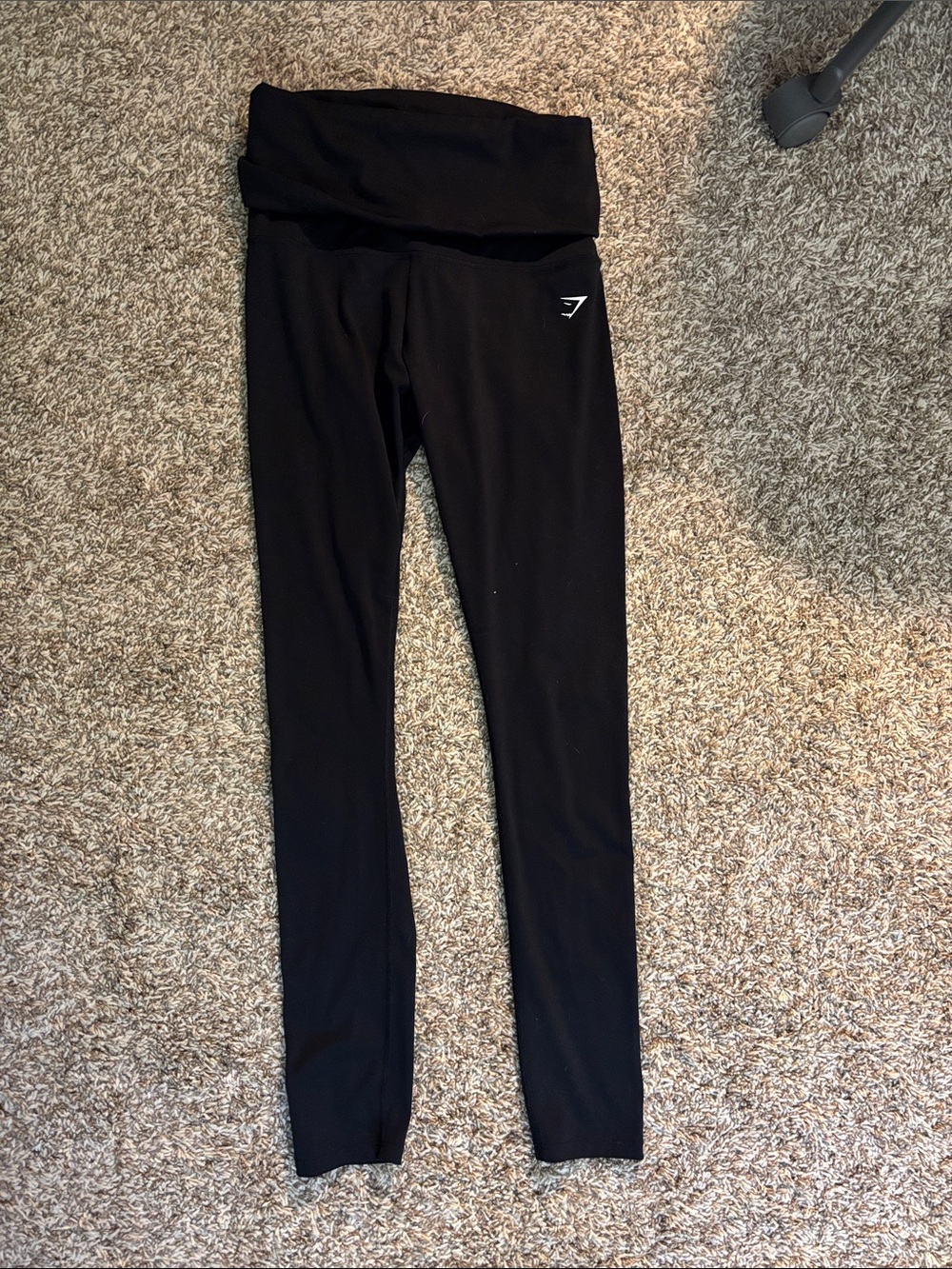 Gymshark Black Fold-Over Waist Leggings with Logo